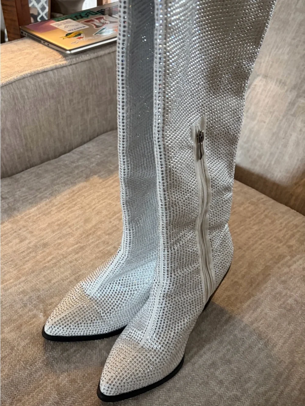 Azalea Wang Nash Knee-High Sparkle Boots